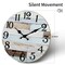 Wall Clock - 10 Inch Silent Non-Ticking Wooden Clocks Battery Operated - Country Retro Rustic Style Decorative for Living Room, Kitchen, Home,Bathroom, Bedroom, Laundry Room